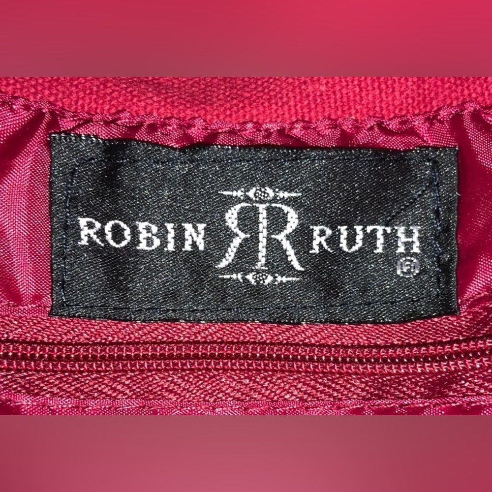 Robin Ruth XLarge Canvas Tote Bag Red Travel Overnight Gym Zip Closure Like New - Picture 10 of 11